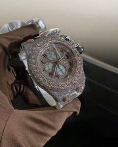 Customised Logo Luxury Men's VVS Moissanite Diamond <b>Watch</b> Elegant Glass Dial Fully Iced Standard Quality Perfect Gift for Him - Product Image 4