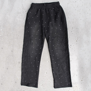 Pantalons de survêtement personnalisés vintage avec logo brodé délavé au soleil Pantalons de survêtement en coton épais pour hommes Style décontracté avec service OEM - Product Image 2