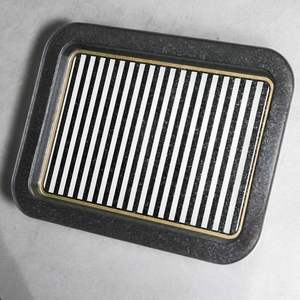 310x430mm Élégant Décoratif Métal Rectangulaire Plateau Noir Blanc Ligne Design Antique Moderne Styles Fantaisie Verre Doux Décor À La Maison - Product Image 3