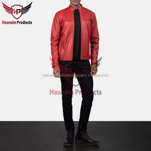 เสื้อแจ็คเก็ตหนังแท้สีแดงสไตล์ลำลองสำหรับผู้ชาย คุณภาพเยี่ยม ทันสมัย เหมาะสำหรับฤดูหนาว - Product Image 5