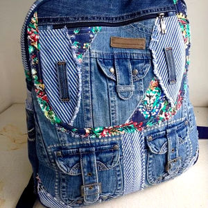 Sac à dos en jean de haute qualité Jeans mode écologique Femme vintage Fait à la main décontracté Ventes entières - Product Image 1