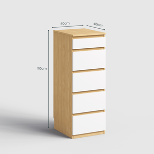Commode Sotta Slimboy à 5 tiroirs avec miroir, style minimaliste, en métal et bois massif MDF, pour chambre ou salon, meubles de maison - Product Image 2