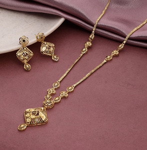 ชุดสร้อยคอยาวแบบไมโครฟอร์มสำหรับผู้หญิง เครื่องประดับมุกเคลือบทอง ทำจากทองแดงชุบทองคำ - Product Image 1