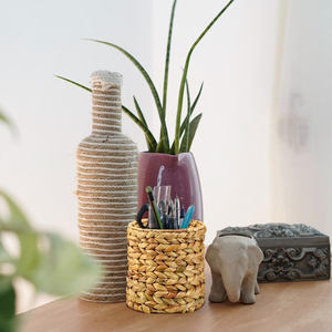 Organiseurs de bureau en papier tissé, porte-stylos en jacinthe d'eau, porte-gobelets, panier à crayons naturel, panier à marqueurs - Product Image 4