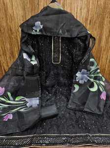 Vêtement de robe Salwar Kameez pour femmes en soie pure à 100%, tissu brodé, liens en organza, vêtements indiens et pakistanais en gros - Product Image 3