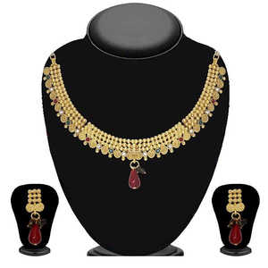 Ensemble de collier en pierre verte marron de style bohème plaqué or 24 carats Soha Fashion fin pour boucles d'oreilles en acier inoxydable et or 24 carats pour femmes - Product Image 1