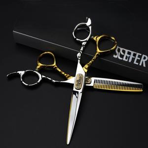 The Black Label Gold & Silver Pro Duo Tijeras ergonómicas de corte y adelgazamiento de dos tonos Juego de estilista de lujo - Product Image 3