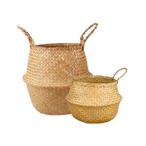 Eleve la organización de su hogar con cestas de vientre de hierba marina al por mayor hechas a mano en Vietnam, maceta de almacenamiento de lavandería - Product Image 1