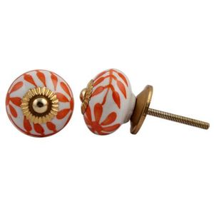 Boutons de tiroir de luxe en céramique fait à la main, fleur Orange, poignées de porte de commode, placard de cuisine, vente en gros, CK-467 - Product Image 3