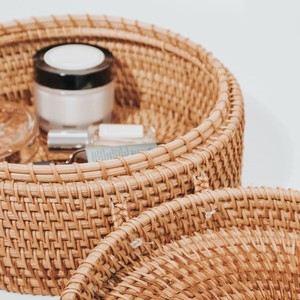 กล่องหวายสานพร้อมฝาปิดเซรามิก,กล่องใส่ชาของกระจุกกระจิกของขวัญสำหรับปีใหม่กล่องเครื่องประดับหวายแฮนด์เมดกล่องตกแต่ง - Product Image 3