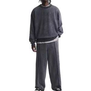 Survêtements surdimensionnés pour hommes en coton d'hiver pour hommes imprimés broderie usée sweat-shirt ensembles de survêtements lavés à l'acide - Product Image 2