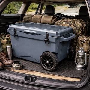 Frigo Portatile Rotomoldato Rinforzato con Ruote 60QT, Borsa Termica Isolante per <span class=keywords><strong>Campeggio</strong></span>, Pesca e Conservazione Bevande Fredde - Product Image 6