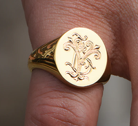 Bague signet homme avec logos personnalisés, plaqué or 18 carats, acier inoxydable