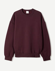 Nuevo diseño Mahroon Oversize Drop Shoulder Mujeres Sudadera Algodón Fleece Sustentable Gym Streetwear Mujeres Sudaderas con capucha y sudadera - Product Image 4