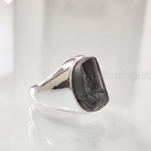 Grossiste Bague pour homme Bague en argent sterling 925 avec pierre précieuse de tourmaline noire naturelle Bague de naissance d'octobre Bijoux de Noël arabes - Product Image 2