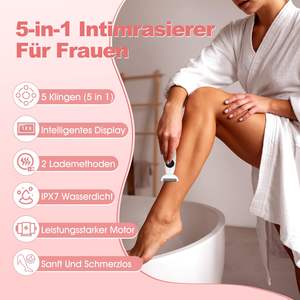Rasoir intime sans fil pour femmes, tondeuse électrique étanche avec station de charge, double lame pour le corps et le visage - Product Image 6