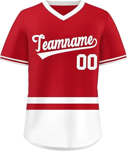 Maillot de baseball Chemise de sport à manches courtes et col en V avec broderie de numéro de nom - Product Image 6