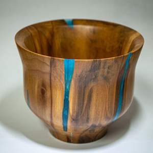 Bol élégant en résine et bois sculpté à la main Pièce maîtresse décorative de table rustique moderne Accent élégant de cuisine pour la maison - Product Image 6