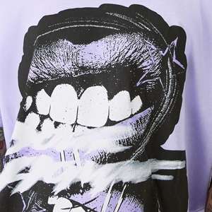 OEM venta al por mayor personalizado color púrpura claro impreso camiseta de alta calidad 100% tela de algodón hombro caído pesado GSM camiseta para hombres - Product Image 6