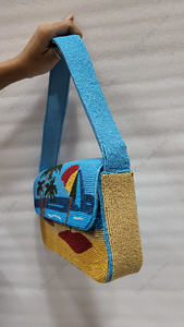 Bolso de hombro con diseño tropical de cuentas, bolso de mano indio totalmente artesanal, bolso de lujo hecho a mano para mujer, bolso de fiesta de noche. - Product Image 3