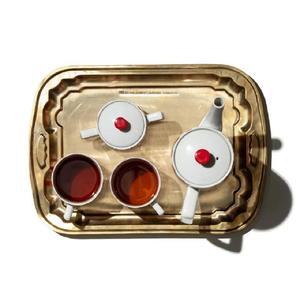 Acabado antiguo con asa Bandeja de hoja de metal decorativa Forma rectangular con asa para servir en hoteles y restaurantes - Product Image 5