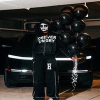Ensemble de survêtement unisexe en coton respirant avec strass personnalisés, coupe évasée et empilée, pour homme, idéal pour l'hiver et le streetwear