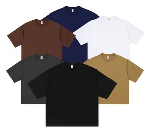 T-shirt de luxe avec logo personnalisé OEM T-shirt ample en coton épais à coupe ample avec petite épaule tombante T-shirt blanc surdimensionné pour hommes Logo personnalisé - Product Image 1