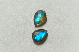 Pierre précieuse en labradorite à coupe damier, forme goutte d'eau, avec éclat bleu, facetée, cabochon, pour pendentif, 10x14mm - Product Image 4