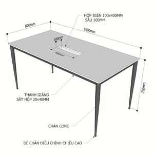 Contemporary 160x80cm <b>Office</b> Meeting <b>Table</b> with Melamine Coating & Cone II System HBCN022 - Product Image 5