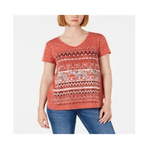 T-shirt Grafica da Donna Style & Co 100% Cotone con Motivo Animato Rame, Taglia Unica, Vestibilità Slim, in Jersey Traspirante - Product Image 1