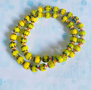 Cuentas de cristal con patrón Tribal nepalí, abalorios de arcoíris multicolores opacos rústicos, cuentas de joyería de Murano Chevron - Product Image 1