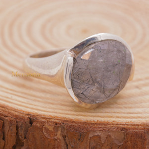 Antique Vintage Noir Quartz Rutile Pierre Précieuse 925 Solide En Argent Sterling Fait À La Main Femmes Anneaux Bijoux Pour La Vente En Gros - Product Image 2