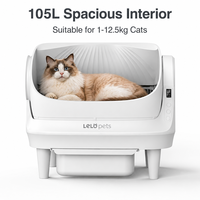 Bac à litière pour chat automatique et autonettoyant, 105L, design ouvert, toilette pour chat, contrôle par application WiFi, contrôle des odeurs, pour plusieurs chats