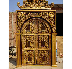 Conception de porte de mariage dorée de luxe pour l'entrée de la réception extérieure du jardin et la décoration de la cérémonie de la fête de l'Inde - Product Image 1