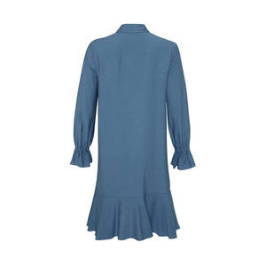 เสื้อคลุมถักโครเชต์สีครามพร้อมแขนพองและชายเสื้อระบาย - Product Image 3