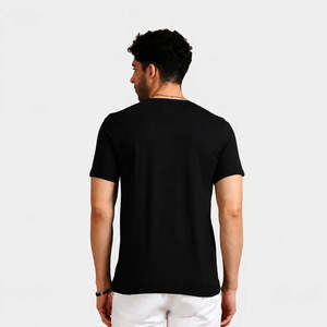 เสื้อยืดคอกลมสีดำผ้าฝ้ายออร์แกนิคสำหรับฤดูร้อน พร้อมงานปักลายและสกรีนพิมพ์แบบกำหนดเอง - Product Image 4