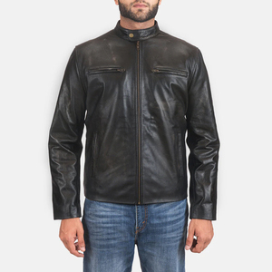 Veste en cuir pour homme en gros à bas prix, logo personnalisé, fournisseur OEM, coupe ajustée, vestes de moto, manteaux de motard en vrac, veste pour homme - Product Image 1