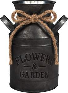 Florero de metal plateado de diseño vintage de la mejor calidad Florero de piso de tamaño mediano Artículo decorativo superior de color negro - Product Image 2