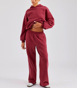 OEM/ODM Unisex Heavyweight 100% algodón francés Terry Sweatsuit personalizado Puff impresión Logo Sudadera con capucha y pantalones de chándal para mujeres de talla grande - Product Image 3