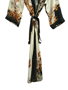 Túnica India Floral Seda Sari Kimono Vintage Sari Robe Suave Playa Fiesta Vestido Indio Hecho A Mano Seda Kimono - Product Image 4