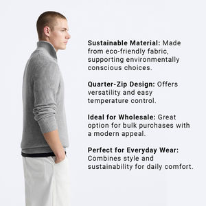 Venta al por mayor de sudaderas de hombro caído con cremallera de cuarto sostenible, diseño moderno para hombres sudaderas cómodas - Product Image 5