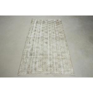 พรมขนาด 3.2x6 ฟุต, พรมวินเทจตุรกี, พรมลายดอกไม้สีเทาขาว - Product Image 1