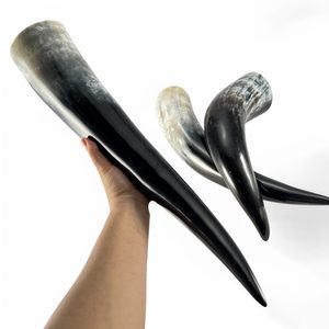 Corne à boire Viking faite à la main de qualité supérieure véritable support de vin de bière artisanale avec logo personnalisé utilisation de fête - Product Image 1