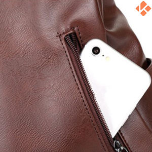 Élégant sac à dos vintage en cuir pour ordinateur portable cuir véritable à la mode doublure en toile fermeture à glissière et fermeture de couverture - Product Image 5