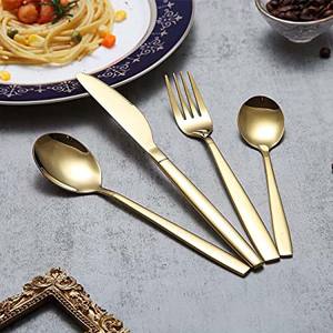 Handmade Best Selling Stainless Steel Metal <b>Gold</b> <b>Mirror</b> Polished Bulk Fork Spoon Cutlery Sets Full Hammered Handle - Product Image 2