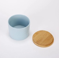 Conteneur en céramique de haute qualité avec couvercle en bois, logo personnalisé, taille personnalisée, vente en gros, pot écologique biodégradable pour huile essentielle et aliments