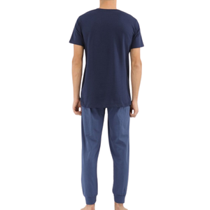 Pijama de algodón para hombre, cómodo, transpirable, de dos piezas, conjuntos de ropa de dormir, venta al por mayor, proveedor personalizado OEM de fábrica - Product Image 2