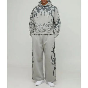 ชุดวอร์มลำลองสำหรับผู้ชายชุดเสื้อฮู้ดและกางเกงสำหรับฟิตเนสโอเวอร์ไซส์ - Product Image 4