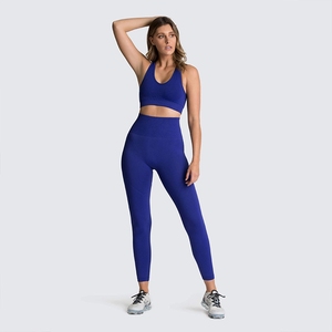 Women Seamless Fitness Clothing Sportswear Gym Leggings <b>Padded</b> Push-up Strappy Sports Bra Sports Set - Product Image 5