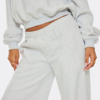 Ensemble de survêtement 2 pièces pour femmes gris clair chiné pleine longueur avec logo personnalisé Ensemble de survêtement 2 pièces pour femmes pleine longueur